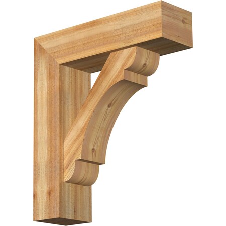 Ekena Millwork Olympic Block Rough Sawn Bracket w/ Offset Brace, Western Red Cedar, 8"W x 28"D x 32"H BKT0806X28X32OLY05RWR